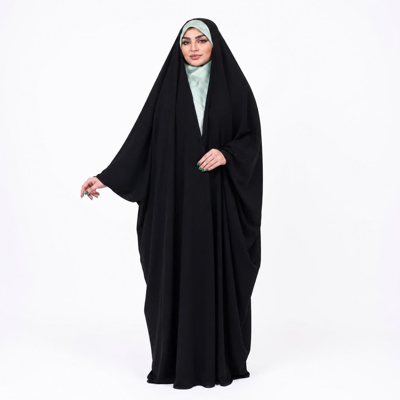 چادر عربی کرپ حریراسود زنانه طرح ساده