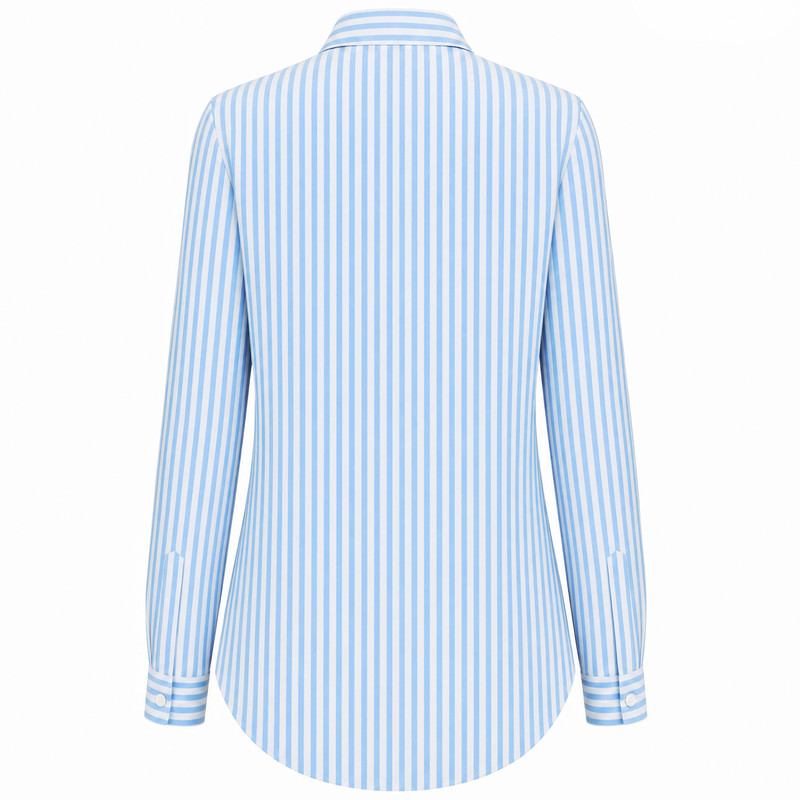 شومیز آستین بلند یقه برگردان زنانه مدل Chemise-Stripes/Blue-01