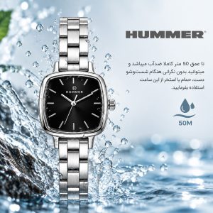 ساعت مچی عقربه‌ای کوارتز زنانه هامر مدل موتور ژاپن قفل مخفی فول استیل ضدحساسیت کد 815L-C8