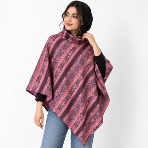 پانچو پاییزه یقه دار زنانه مدل ۰۱