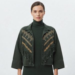 کراپ کت زنانه مدل گلدوزی کد 01