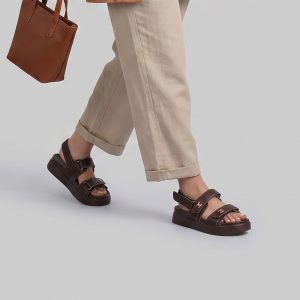 صندل زنانه چرم پارس مدل لژدار چسبی کد 379-8