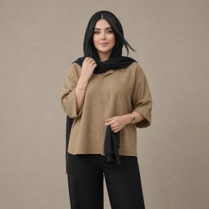 شومیز زنانه باکسی کوتاه مدل آیلا