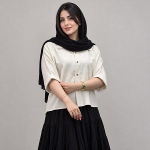 شومیز زنانه باکسی کوتاه مدل آیلا
