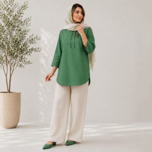 مانتو زنانه جلوبسته مدل آوا جیب ساده