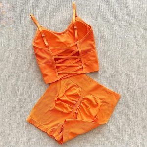 ست تاپ و شلوارک ورزشی زنانه مدل کاپ متحرک
