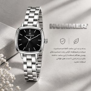 ساعت مچی عقربه‌ای کوارتز زنانه هامر مدل موتور ژاپن قفل مخفی فول استیل ضدحساسیت کد 815L-C8