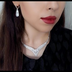 نیم ست زنانه مدل جواهر مجلسی نگین دار