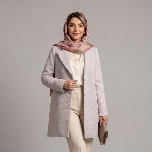 مانتو زنانه گل‌دار ژاکارد یقه انگلیسی زاگرس پوش مدل 11222-J