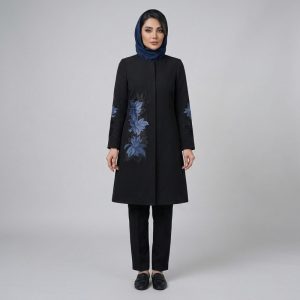 مانتو مجلسی روی زانو زنانه مدل برگ ها