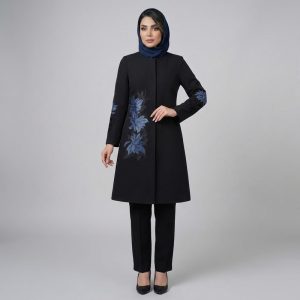 مانتو مجلسی روی زانو زنانه مدل برگ ها
