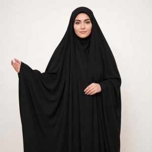 چادر عربی کرپ حریراسود زنانه طرح ساده